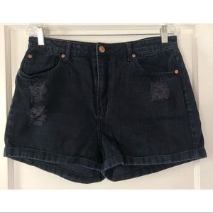 Dark-wash denim shorts